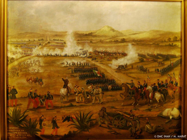 Expertos del INAH restauran óleo de la Batalla del 5 de mayo de 1862