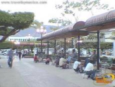 The area in the plaza for a shoe shine