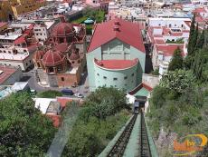 Juarez Theater and San Diego de Alcala Church seen from the funicular