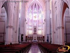 A stained glass of the annunciation of the birth of Christ