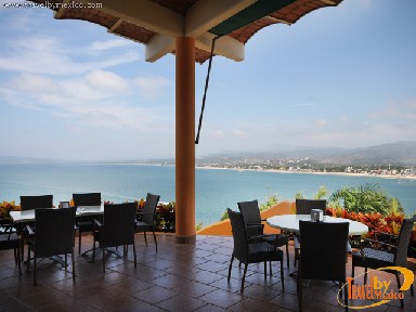 Panoramic view of the bay from a famous restaurant at Guayabitos
